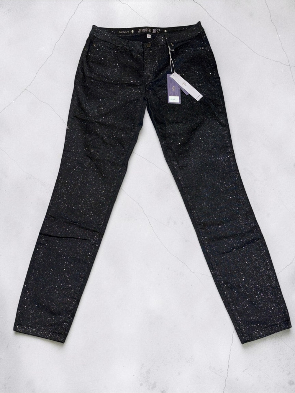 J.Lo Jennifer Lopez Black Sparkle Jeans Size 10 NWT | Y2K Inspired Glam